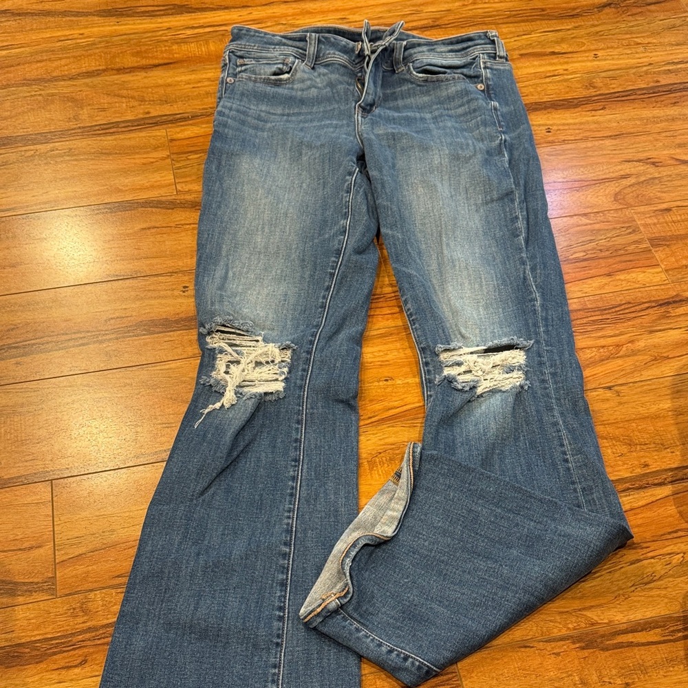 American Eagle Outfitters Blue Ripped Flare Jeans